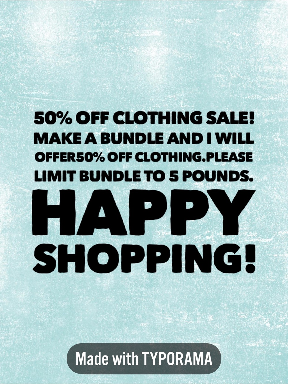 50% off Clothing Sale